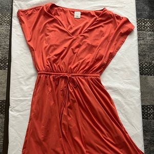 Soma Coral, drawstring waist, knee length dress Sz XS. Lined.